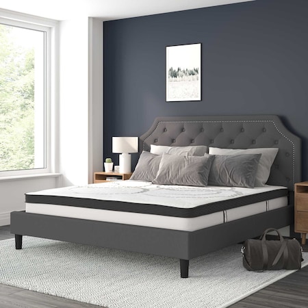 Flash Furniture King Size Dk Gray Fabric Platform Bed w/ Mattress SL-BM10-16-GG